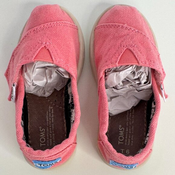 TOMS Child Tiny Alpargata Canvas Loafer Flat Pink Size 6 - Picture 7 of 7